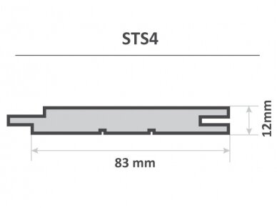 Vidaus dailylentė, STS4, dygiuota, 12x83x2600mm 2 Vidaus dailylentė, STS4, dygiuota, 12x83x2600mm 2